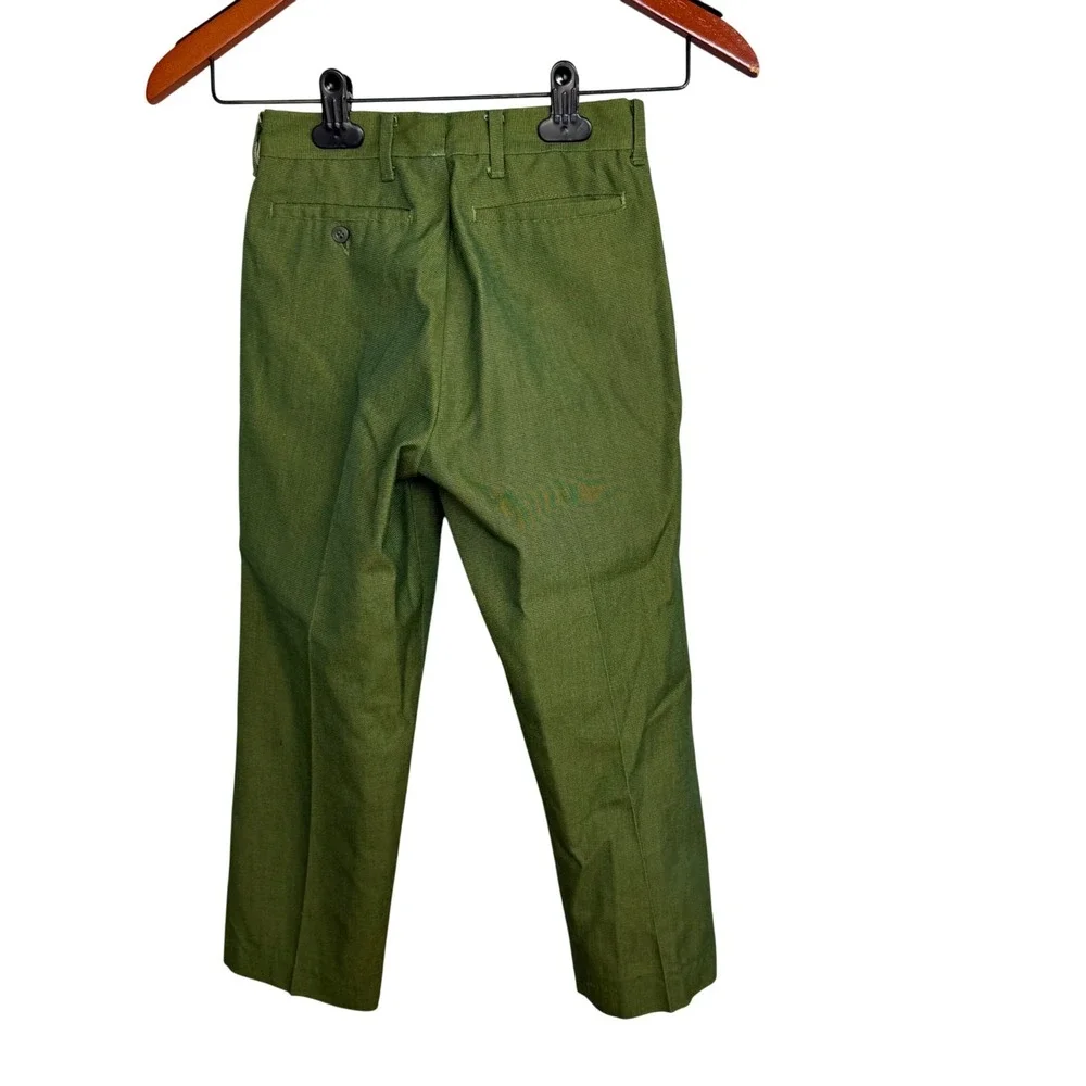 Vintage 70s Sears PERMA-PREST Kids Dress Pants 22x20 Green‎ Textured Trousers